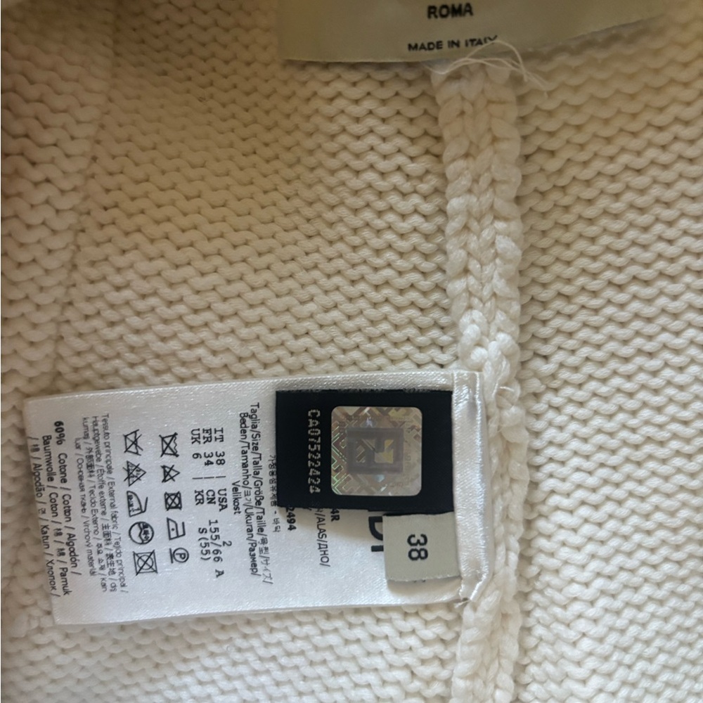 Fendi Women Knitted Trousers Size 2 White Wide Leg Pants Heavyweight - Picture 9 of 9